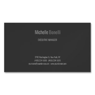 Professional Modern Grey Black Minimalist Business Card Magnet