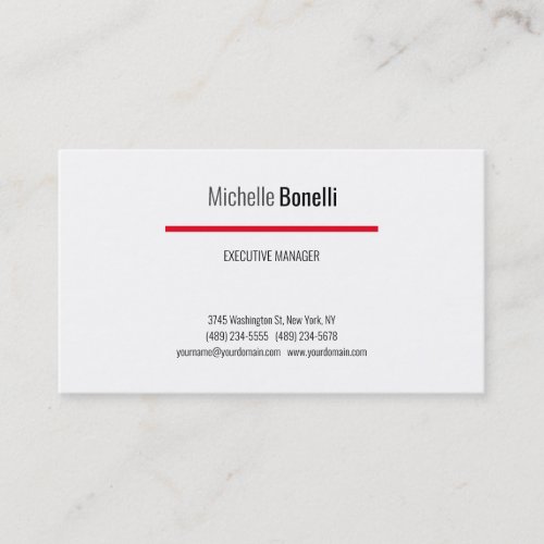 Professional Modern Grey Red White Minimalist Business Card