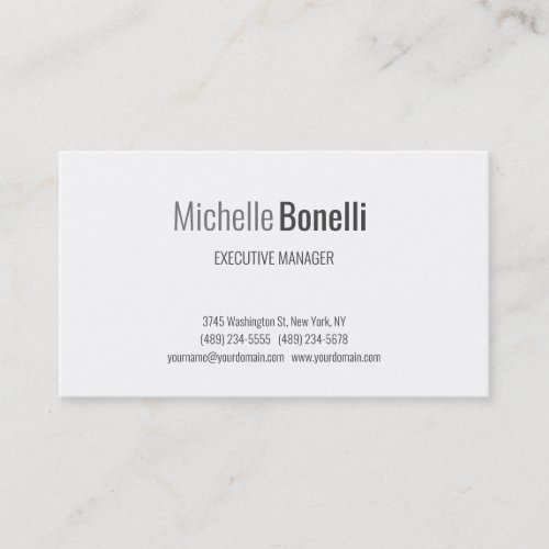 Professional Modern Grey White Minimalist Elegant Business Card
