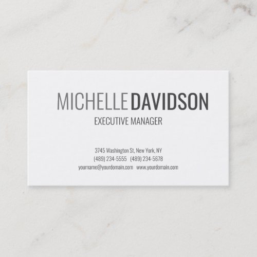 Professional Modern Grey White Minimalist Elegant Business Card