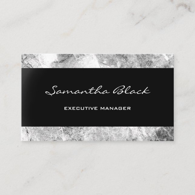 Professional Modern Handwriting Black Grey Stripe Business Card (Front)