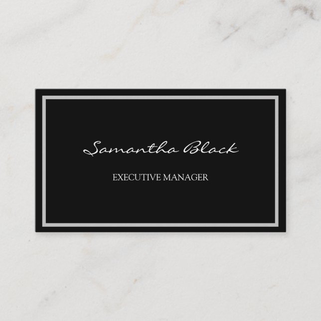 Professional Modern Handwriting Black White Busine Business Card (Front)