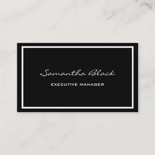 Professional Modern Handwriting Black White Business Card (Front)