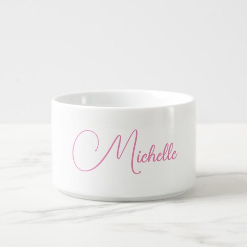 Professional modern handwriting name pink white bowl