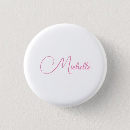 Professional modern handwriting name pink white button