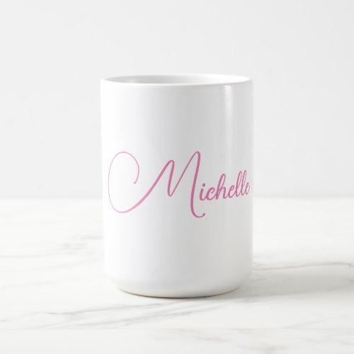 Professional modern handwriting name pink white coffee mug