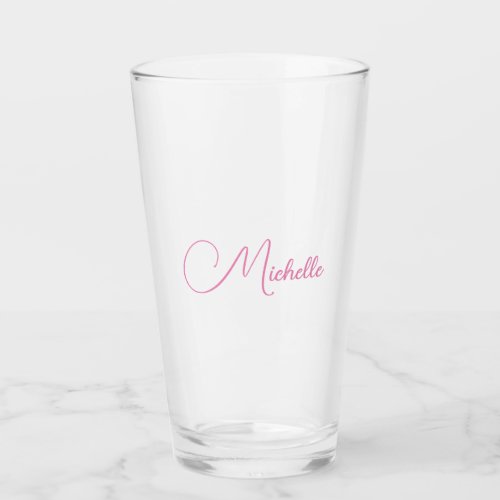 Professional modern handwriting name pink white glass