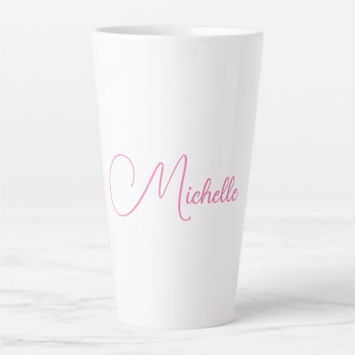 Professional modern handwriting name pink white latte mug