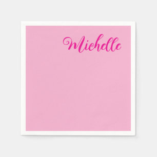 Professional modern handwriting name pink white napkins