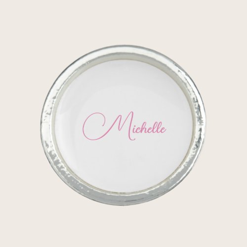 Professional modern handwriting name pink white ring