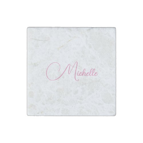 Professional modern handwriting name pink white stone magnet