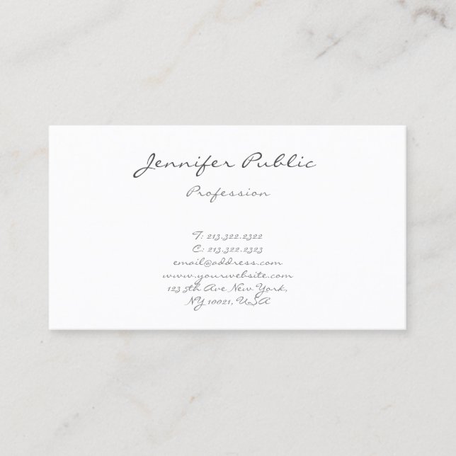 Professional Modern Handwriting Simple Elegant Business Card (Front)