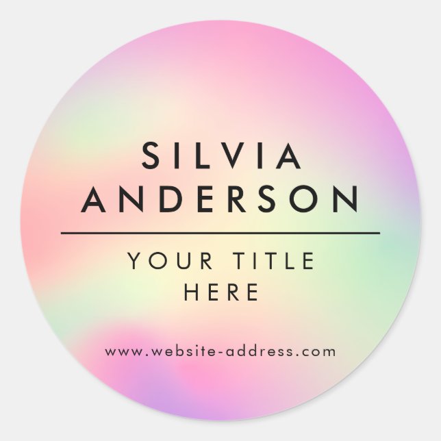 Professional Modern Holographic Pastel Rainbow  Classic Round Sticker (Front)