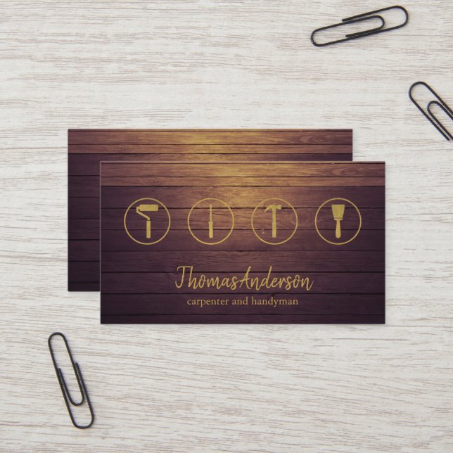Professional Modern Home Repair Handyman Business Card (Front/Back In Situ)