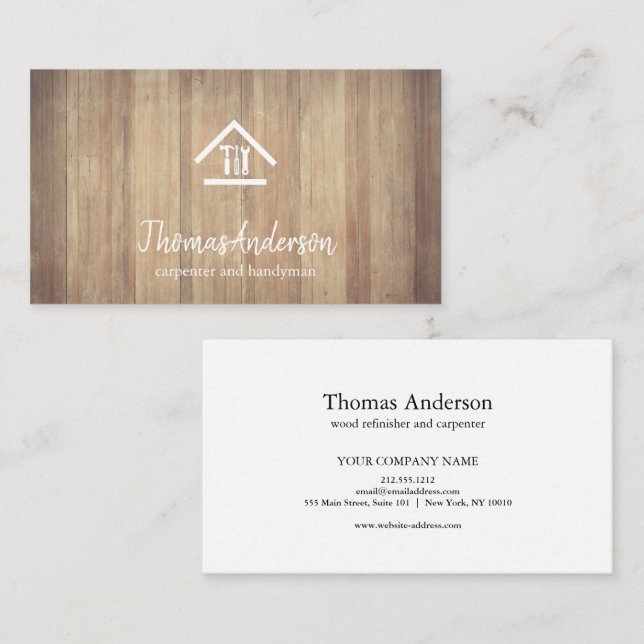 Professional Modern Home Repair Handyman Business Card (Front/Back)