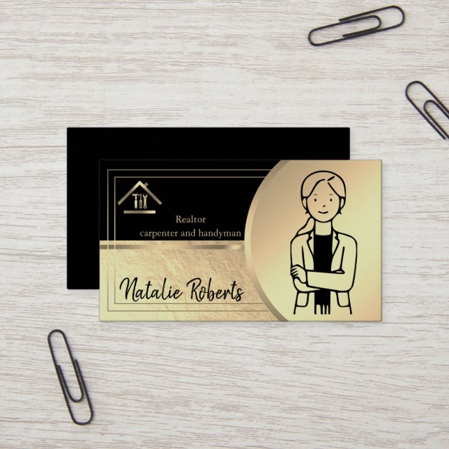 Professional Modern Home Repair Handyman Business Card (Front/Back In Situ)