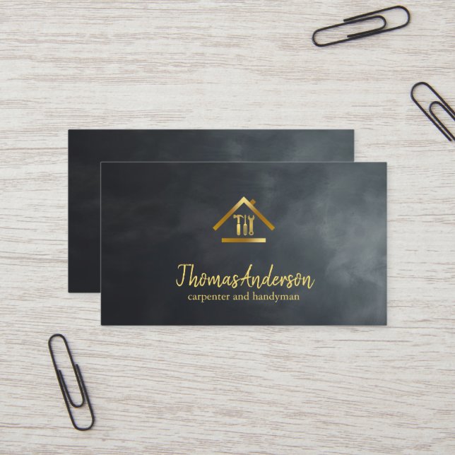 Professional Modern Home Repair Handyman Business Card (Front/Back In Situ)