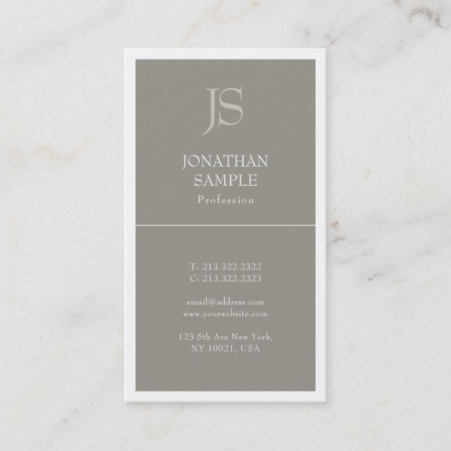 Professional Modern Initial Elegant Clean Template Business Card (Front)