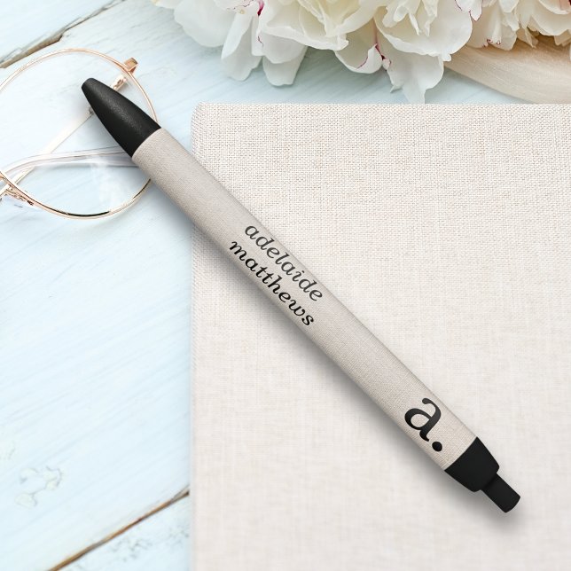 Professional Modern Linen Look Monogram Initial Pen (Creator Uploaded)
