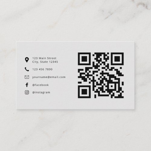 Professional Modern Logo QR Code Light Gray Business Card