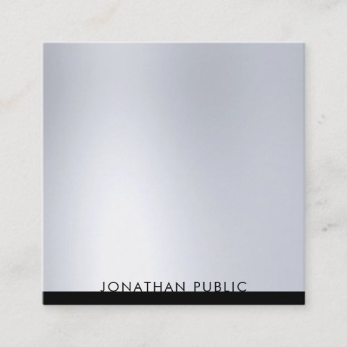 Professional Modern Luxurious Plain Elegant Silver Square Business Card