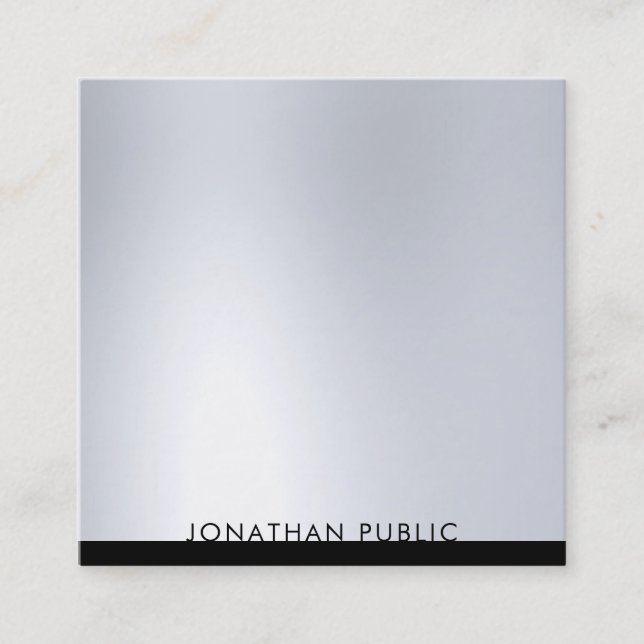 Professional Modern Luxurious Plain Elegant Silver Square Business Card (Front)