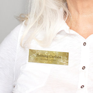 Professional Modern Luxury Glam Gold Glitter Foil Name Tag