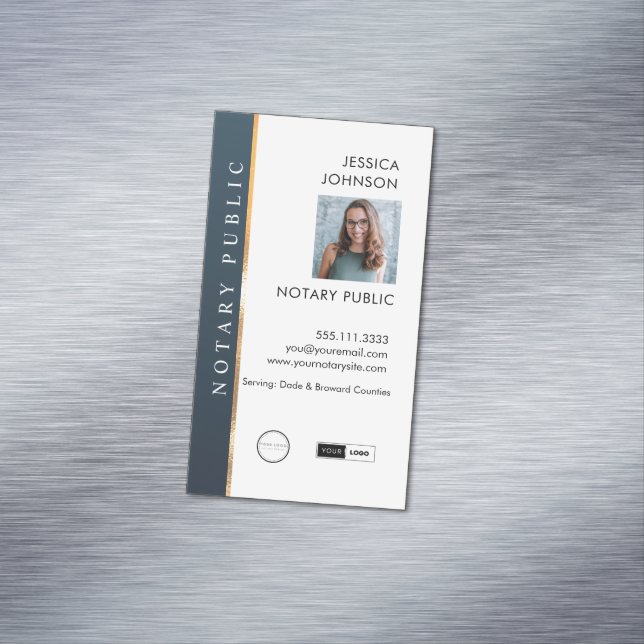 Professional modern minimal add logo Notary  Business Card Magnet (In Situ)