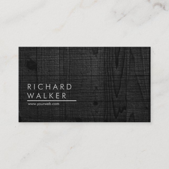 Professional Modern Minimal Black Wood Elegant Business Card (Front)