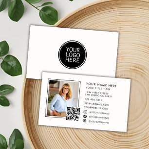 Professional Modern Minimal Business Logo Photo QR Card