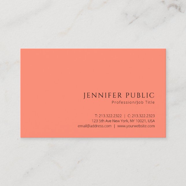 Professional Modern Minimal Elegant Apricose Color Business Card (Front)