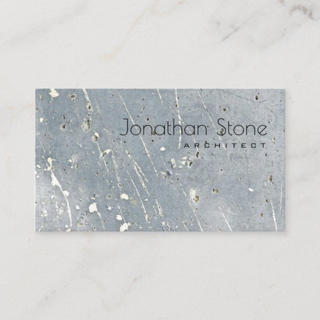 Professional Modern Minimal Gray & White Concrete Business Card (Front)