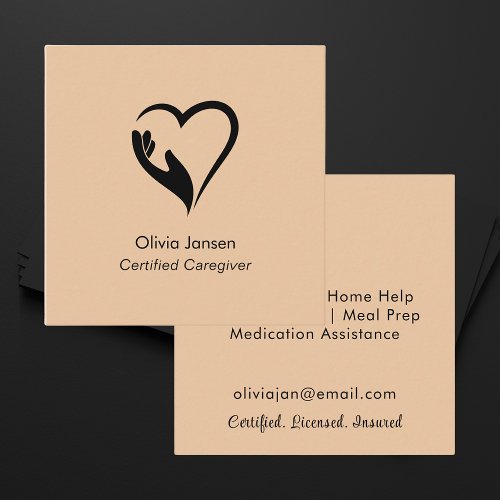 Professional Modern Minimal Home Caregiver Square Business Card