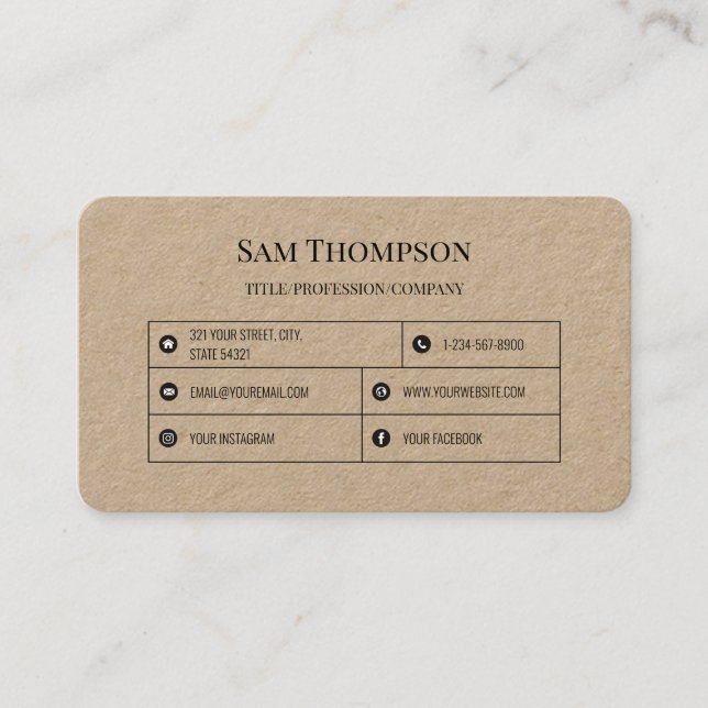 Professional Modern Minimal Social Media Icons  Business Card (Front)