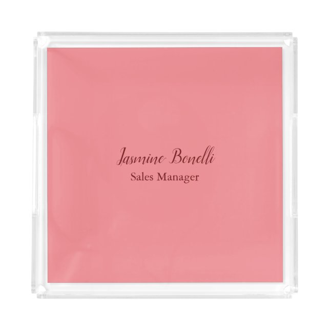 Professional Modern Minimalist Add Name Personal Acrylic Tray (Front)