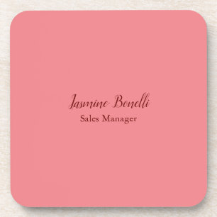 Professional Modern Minimalist Add Name Personal Beverage Coaster