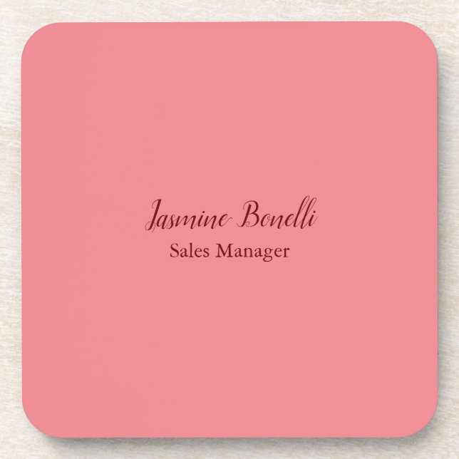 Professional Modern Minimalist Add Name Personal Beverage Coaster (Front)