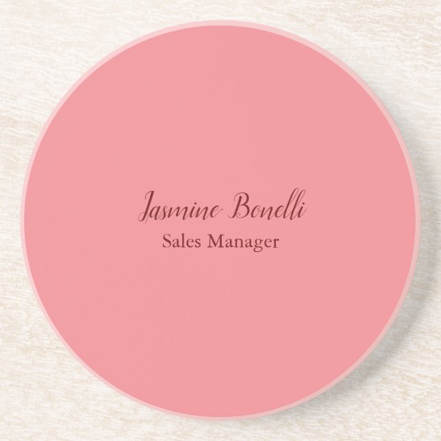 Professional Modern Minimalist Add Name Personal Coaster (Front)