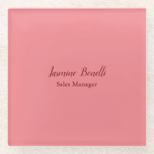 Professional Modern Minimalist Add Name Personal Glass Coaster