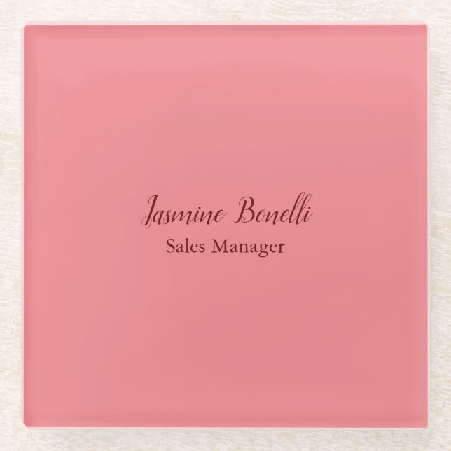 Professional Modern Minimalist Add Name Personal Glass Coaster (Front)