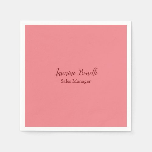 Professional Modern Minimalist Add Name Personal Napkins