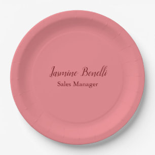 Professional Modern Minimalist Add Name Personal Paper Plates