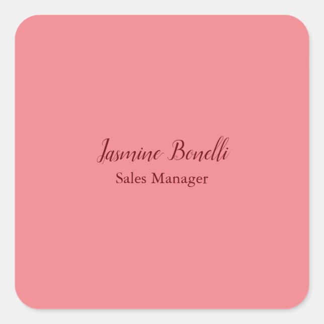 Professional Modern Minimalist Add Name Personal Square Sticker (Front)