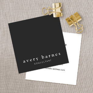 Professional Modern Minimalist Black Square Business Card