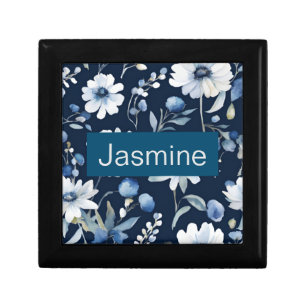 Professional Modern Minimalist Blue Floral Name Gift Box