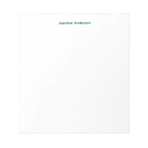 Professional Modern Minimalist Blue White Linen Notepad