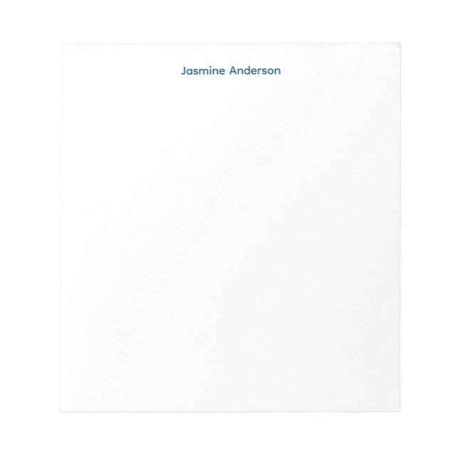 Professional Modern Minimalist Blue White Linen Notepad (Front)