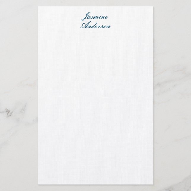 Professional Modern Minimalist Blue White Linen Stationery (Front)