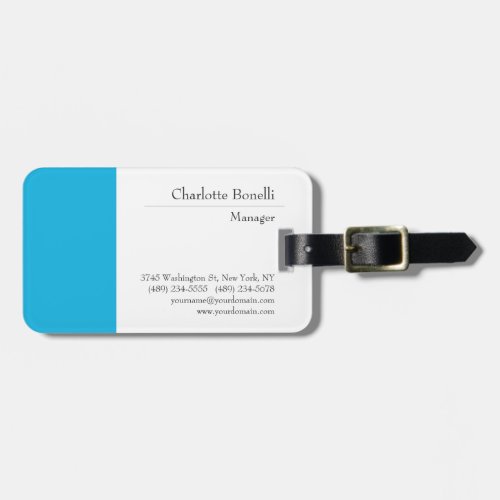 Professional Modern Minimalist Blue White Luggage Tag