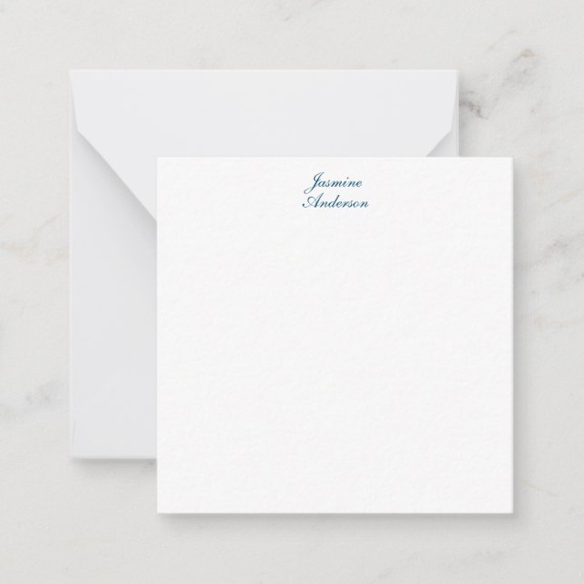 Professional Modern Minimalist Blue White Note Card (Front)